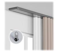 Heavy-Duty Double Curtain Track with Steel Blade Aluminum Alloy Ceiling Curtain Rod Silent Non-Slip System for Home & Office Gray 200cm