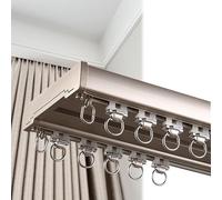 Heavy Duty Double Curtain TrackAluminium Alloy Ceiling Mount Rail with Silent Rollers for Living Room & Bedroom Ideal for Room Dividers4.4m Color A