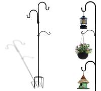 Heavy Duty Double Head Shepherd Hook 76 Inch Adjustable Assembled Shepherd Hook Rust Resistant Premium Metal Garden Shepherd Hooks for Bird Feeders Hanging Plant Baskets Solar Lights Lanterns