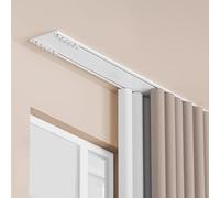 Heavy-Duty Double Rail Sliding Curtain Track System, Wall-Mounted Rustproof Shower Curtain Rods, Easy Install for Bathroom, 4m/13.1ft, White & Black Options