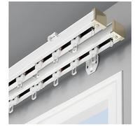 Heavy Duty Double Rail Track System Straight Ceiling & Wall Mounted Curtain Track Adjustable 70cm-600cm (White 9.2FT/280CM) for Smooth Curtain Operation