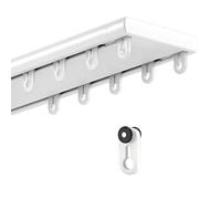 Heavy Duty Double Row Ceiling Curtain Track - Silent Sliding Rail System for Room Dividers, Bedrooms & Showers - 1.6m (5.2ft) White Curtain Rail