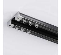 Heavy Duty Double Row Curtain Track - Thickened Ceiling Rods for Easy Installation in Living Room or Bedroom - 4.7m (15.4ft) Black Room Divider