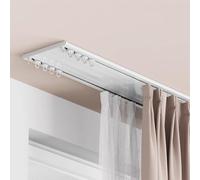 Heavy Duty Double Row Curtain Tracks 3FT to 19FT Adjustable Sliding Curtain Rails with End Caps for Drapes & Room Dividers Elegant White & Gold Finish (5.2M 17.1FT)