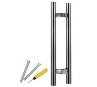 Heavy Duty Double Sided H Shape Door Handle Modern Push Pull Bar Handle for Interior Glass Sliding Doors 60cm (24inch) Gray Finish Durable and Stylish Design