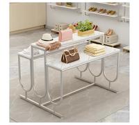 Heavy Duty Double-Sided Shoe & Handbag Display Stand 3/5 Tier Metal Riser Shelf for Retail Store Tiered Display Table for Clothing Shops (Silver 3 Layers - 80x72x80cm)