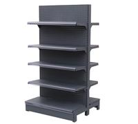 Heavy Duty Double-Sided Supermarket Rack with 20 Hooks - Retail Display Shelf 5-Tier Snack Racks for Convenience Stores Drugstores Garages (L123xH135cm)