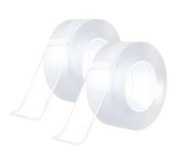 Heavy Duty Double Sided Tape 2 Rolls - Strong Nano Magic Gel Tape, 3m Long x 2cm Wide, Waterproof & Washable Adhesive for Carpets, Wall Hooks, Frames, Reusable & No Residue, 2mm Thick
