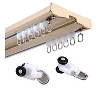 Heavy-Duty Double Track Ceiling Curtain Ra with Mute Rollers Easy Installation for Living Room & Bedroom Room Divider Solution - 250cm Gold Finish