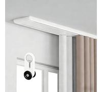 Heavy Duty Double Track Curtain Rail System - Silent Ceiling Track with Smooth Rollers for Living Room & Bedroom - 8ft/2.4m White Curtain Rails for Room Divider