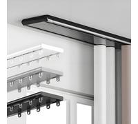 Heavy-Duty Double Track Curtain Rod, 1m-6m Adjustable, Silent Ceiling-Mounted, Easy to Install, Perfect for Living Room & Bathroom, Black, 4.6ft-14.1ft