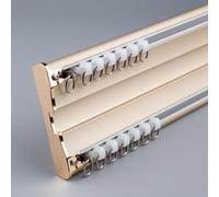 Heavy Duty Double Track Curtain Rod - 3.3ft to 13.8ft Adjustable Aluminum Ceiling Rails for Living Room & Bedroom - Room Divider Champagne Finish (3.1m/10ft)