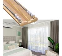 Heavy Duty Double Track Curtain System - Ceiling Mount Adjustable Length Perfect for Living Room & Bedroom Divider Gold Finish 3.0m Long Easy to Install