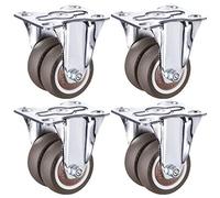 Heavy Duty Double Wheel Swivel Casters Set Of 4 Quiet Rubber Casters With Brake Perfect For Furniture Load Capacity 220 Lbs Smooth Mobility And Durability-Directional-1.5inch