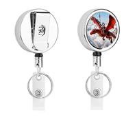 Heavy Duty Dragon Knight Legend Badge Reel with 360° Swivel Alligator Clip & 24" Retractable Nylon Cord Lightweight Name Badge Holder for Nurse Teacher Office Worker Id Card Decor
