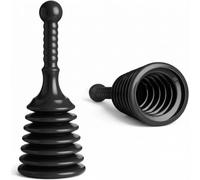 Heavy Duty Drain Plunger, Powerful Sink & Toilet Unblocker for Kitchens, Bathrooms, Sinks, Baths, Showers & Waste Pipes, Large Bellows Suction Plumber Tool, Black