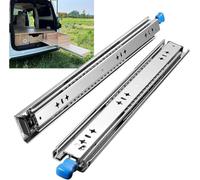 Heavy Duty Drawer Runners with Lock 34 Inch,3-Fold Full Extension Locking Drawer Slides 250 lbs Load Capacity Side Mount Ball Bearing Industrial Locking Rail 1 Pair(W:53mm, 34")