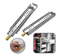 Heavy Duty Drawer Slides 40 44 48 52 56 60 64 68 72 76 80'' Full Extension 3 Fold Ball Bearing Drawer Side 480 Lb Load Capacity 1 Pair for A Caravan Drawer (68in(170cm))
