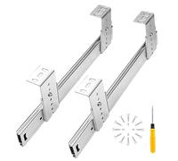 Heavy-Duty Drawer Slides Rails 30cm 35cm 40cm Under Desk Keyboard Tray Guides, 1 Pair Silver, with Height-Adjustable Brackets, for Home Kitchen Garage Sliding Shelf Runners