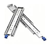 Heavy Duty Drawer Slides with Lock 3-Fold Full Extension Side Mount Ball Bearing Rails 76mm Width Cabinet Guide Rail 220kg Load Capacity Industrial Grade Guide Rail 1 Pair(Blue,1150mm)