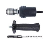 Heavy Duty Drill to Hammer Drill Adapter - Electric Hand Drills Converter for Concrete Brick Masonry - Universal Hammer Attachment with Auxiliary Handle - Stainless Steel Drive Shaft