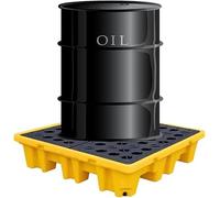 Heavy Duty Drum Spill Containment Pallet, Polyethylene Spill Tray for Safe Drum Storage, 120x60x10cm, High Load Capacity, Yellow, Ultimate Spill Protection Solution