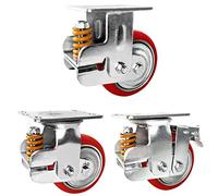 Heavy Duty Du Plate Casters - Swivel & Fixed Wheels with Brakes Polyurethane Shock Absorbing Industrial Grade Ideal for Heavy Loads & Smooth Mobility