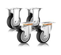 Heavy Duty Dual Locking Caster Wheel Set of 4 3in/4in/5in Thermoplastic Rubber Swivel Casters for Industrial Use No Noise Includes Mounting Bolts (Fixed + Swivel)