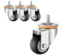 Heavy Duty Dual Locking Swivel Caster Wheel Set of 42.5 3 4 5 Inch No Noise TPR Rubber Casters with M10/M12 Threaded Stem for Furniture Trolley Cart and Dolly