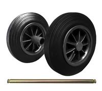 Heavy Duty Dustbin Replacement Wheels With Nose Collar - Rubber Wheels & Axle Kit