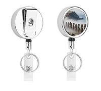 Heavy Duty Easter Island Moai Badge Reel with 360° Swivel Alligator Clip & 24" Retractable Nylon Cord Lightweight Name Badge Holder for Nurse Teacher Office Worker Id Card Decor