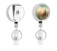 Heavy Duty Eggs on Grass Badge Reel with 360° Swivel Alligator Clip & 24" Retractable Nylon Cord Lightweight Name Badge Holder for Nurse Teacher Office Worker Id Card Decor