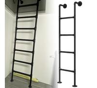Heavy-Duty Egress Basement Ladder Wrought Iron Window Well Ladder - Emergency Fire Climbing Ladder, 39"/49"/51"/55"/59"/65" Wall Mounted Metal Step Ladder(180cm/71in)