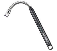 Heavy-Duty Electric Arc Candle Lighter | SUPER-SAFE | NO FUEL REQUIRED | 3x Bigger & Rechargeable Batteries | Eco-Friendly | Super-Long & 360° Neck | Wind-Proof & Splash-Proof | USB-C (Black)| Zinc |