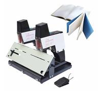Heavy-Duty Electric Double-Wire Stapler, 1-9 Level Force Adjustment, 40 Nails/min, Flatbed for Binding, 100 mm Nail Depth, Ideal for Office and Printing Factory