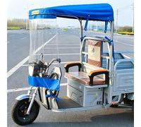 Heavy Duty Electric Tricycle Canopy Waterproof Oxford Cloth Sun Rain Cover with Clear Windshield & Reflective Strip, for Electric Scooter Tricycle(Blue,80-85cm/31.5-33.5in)