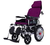Heavy Duty Electric Wheelchair with Headrest, Folding and Portable Powerchair, Electric Power Or Manual Manipulation, Adjustable Backrest and Pedal, 360° Joystick(Purple,12A)
