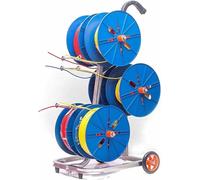 Heavy Duty Electric Wire Reel Holder, Cable Caddy with Wheels, Wire Spool Rack with 4/6 Side Trays for Construction Site and Retail