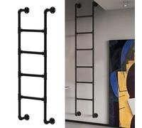Heavy Duty Emergency Egress Ladder for Window Well, 330Lbs Load Wall Mounted Black Metal Loft Bed Ladder, Round Iron Pipe Bunk Bed Ladder Interior Climladders/2.2M/7.2Ft/87In
