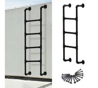 Heavy Duty Emergency Egress Ladder for Window Well，Black Metal Step Ladders with Mounting Fittings， Multi-Function Climladder for Basement Warehouse Outside Walls/130Cm/4.3Ft/51In