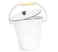 Heavy Duty Enamel Bucket Lid Thick Metal Milk Can for Household Use for Storage and Organizing White Color 10L Capacity for Parties and Laundry Rooms