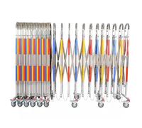 Heavy Duty Expandable Barricade Fence on Wheels, Metal Folding Security Gate, Portable Traffic Control Barrier, Outdoor Mobile Guardrail (3.6ft x 29.5ft)