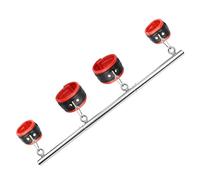 Heavy Duty Expandable Spreader Bar - silver Stainless Steel Exercise Bar with 4 Pcs Black PU Adjustable Straps | Yoga, Pilates & Home Gym Workout Equipment | Fitness Training Sports Gear