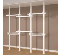 Heavy Duty Extendable Coat Rack Industrial Pipe Clothes Rail Adjustable Height 110-310cm Floor to Ceiling Clothingfor Living Room Balcony Kitchen Use