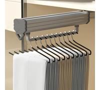 Heavy Duty Extendable Pull Out Closet Rod - Wardrobe Pull-Out Trousers Rack, Steel Extendable Closet Rod For Pants Clothing Storage, Pull Out Clothes Rail(Gray,50cm/20in)