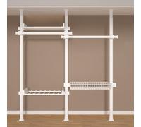 Heavy Duty Extendable Walk-in Coat Rack Adjustable Industrial Pipe Clothing Rail Floor to Ceiling Clothes110-310cm for Living Room Balcony Kitchen Storage
