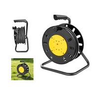 Heavy Duty Extension Lead, 50m Cable Reel, 4 x 13A Sockets, Thermal Cut Out, Orange, Industrial Power Drum for Garden, Site, Workshop