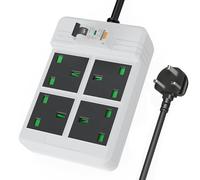 Heavy duty extension lead GFCI Surge Protection, SAFEMORE RCD extension lead 13A With 3m Heavy duty Cable, 4 Gang 3250W, Plug Power Strip for Workshop/Garage/indoor - White