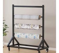 Heavy Duty Fabric Roll Organizer - Mobile Steel Rack with Adjustable Rod | Customizable Fabric Roll Organizer with Adjustable Rod - Perfect for Storing Vinyl and Wallpaper Rolls on the Go