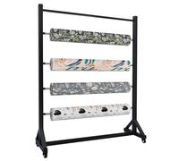 Heavy Duty Fabric Roll Storage Rack, Adjustable Steel Organizer with Wheels, Movable Holder for Vinyl, Wallpaper, Curtains, Scarf, Quilt - 3 Rods, H1.8m x W1.2m